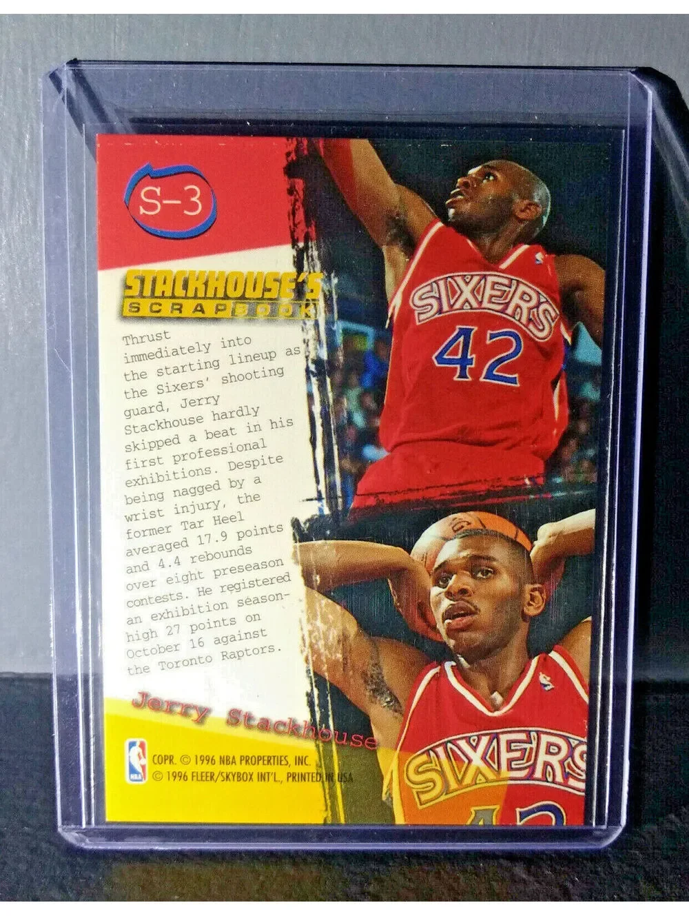 1995-96 Jerry Stackhouse Fleer Ultra Stackhouse's Scrapbook #S-3 Basketball Card